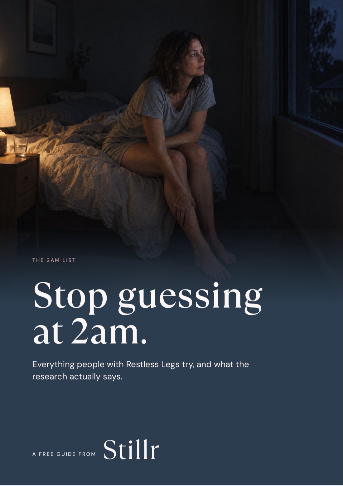 Cover of The 2am List: Stop guessing at 2am. A woman sits on the edge of her bed at night.